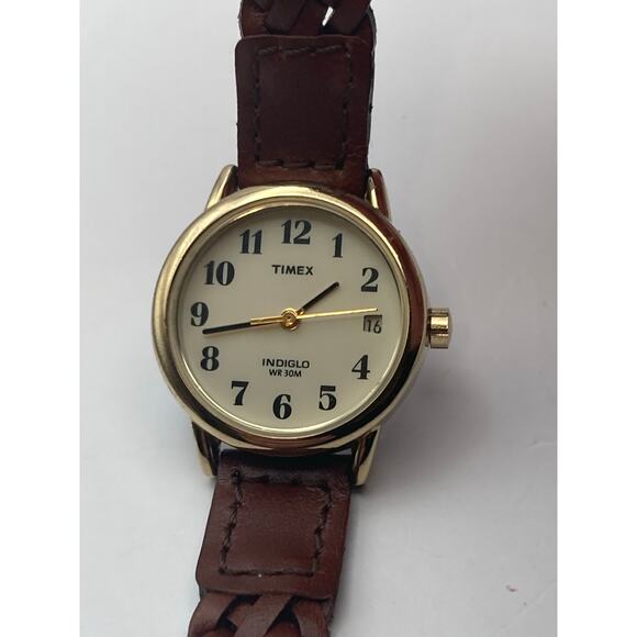 Timex Indiglo Ladies Watch 25mm - New Braided Leather Band -New Battery - WR 30m - Picture 4 of 9